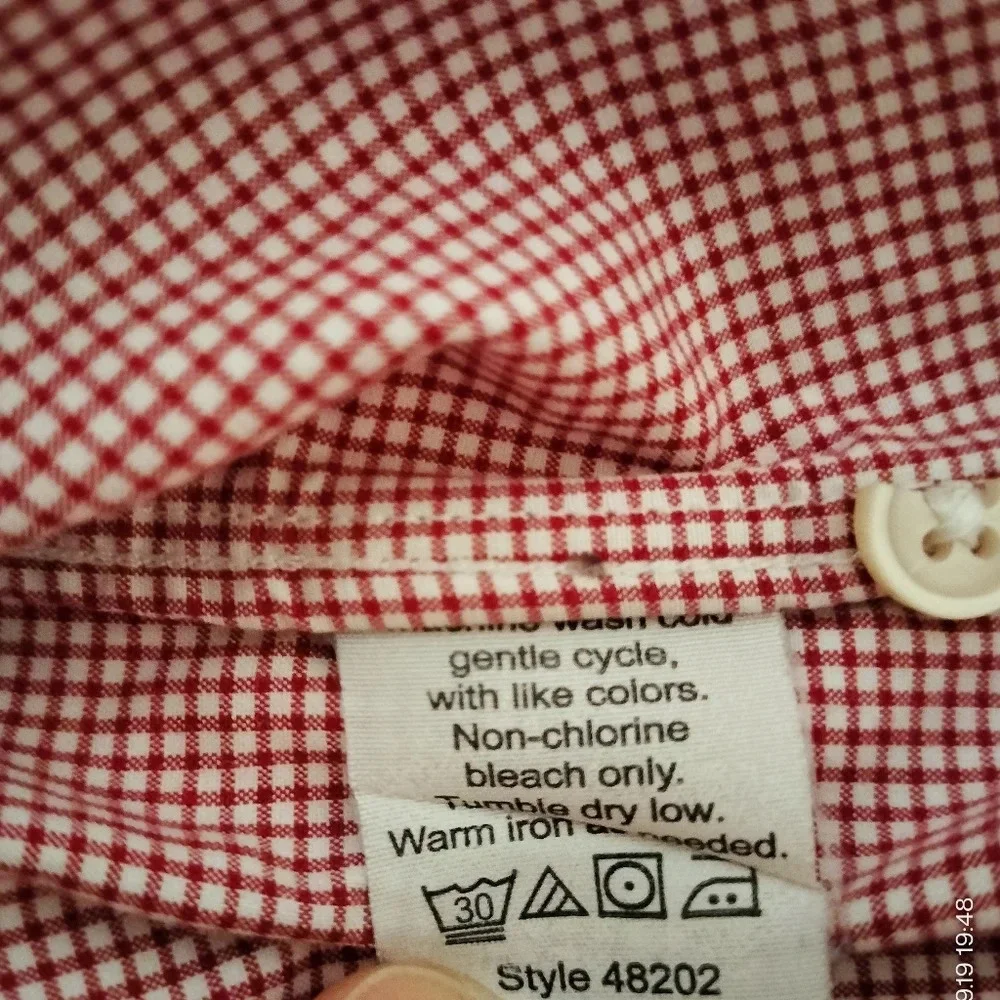 J. Crew Sz 15-15 1/2 Shirt Red White Gingham 2-ply Cotton Button Down Pocket